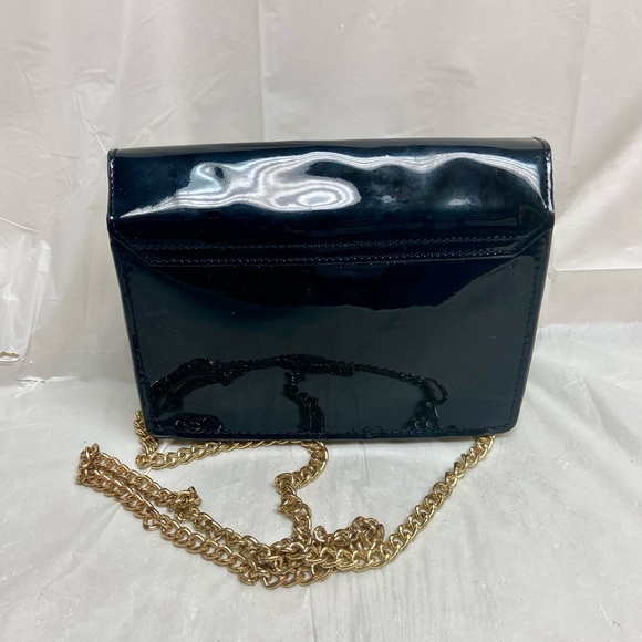 Jimmy Choo Black Faux Patent Leather Cosmetic Pouch Crossbody 7.5in x 5in x 2.5 - Picture 6 of 11